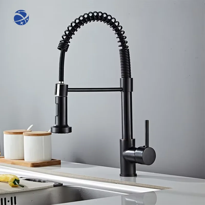 Universal Rotatable Tap Extender Swivel Extension Spring Pull Out Pull Down Sprayer Kitchen Faucet For Sink