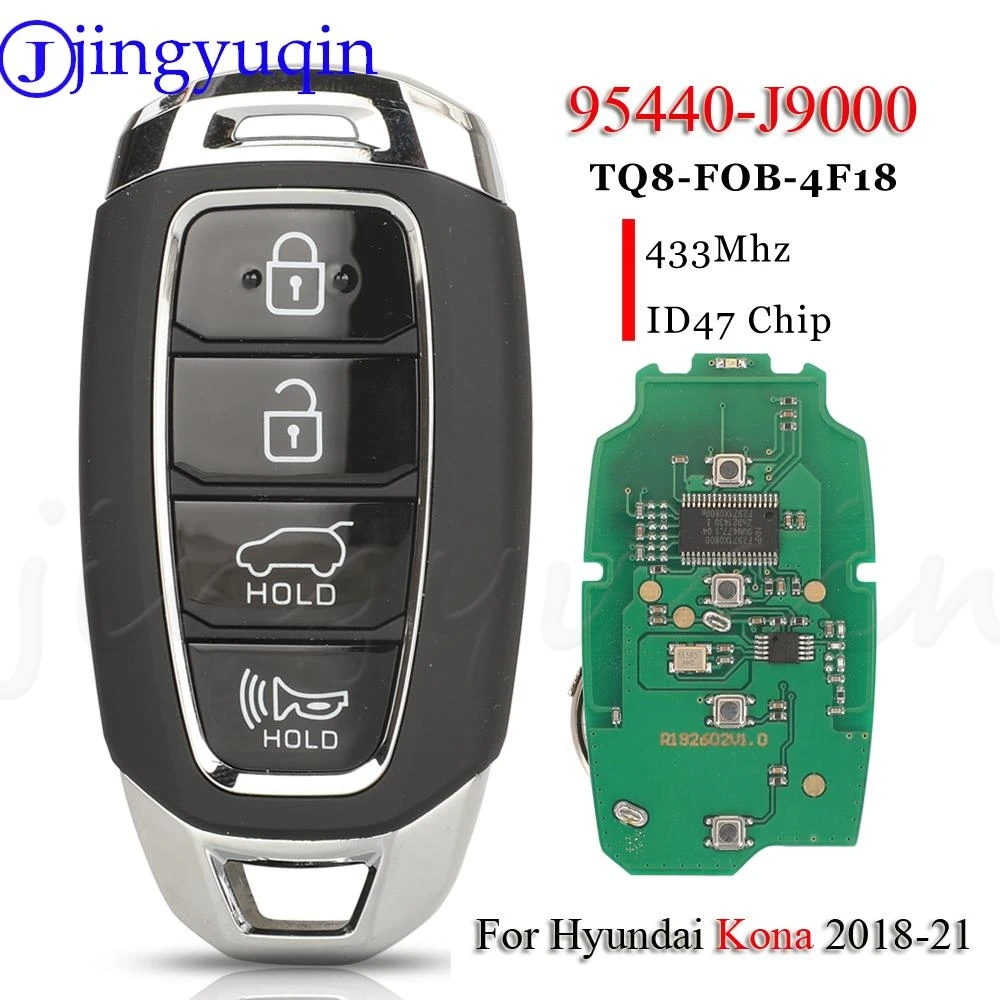 

jingyuqin 95440-J9000 Smart Remote Car Key 433Mhz ID47 Chip For Hyundai Kona 2018 - 2021 Promixity Keyless Card TQ8-FOB-4F18