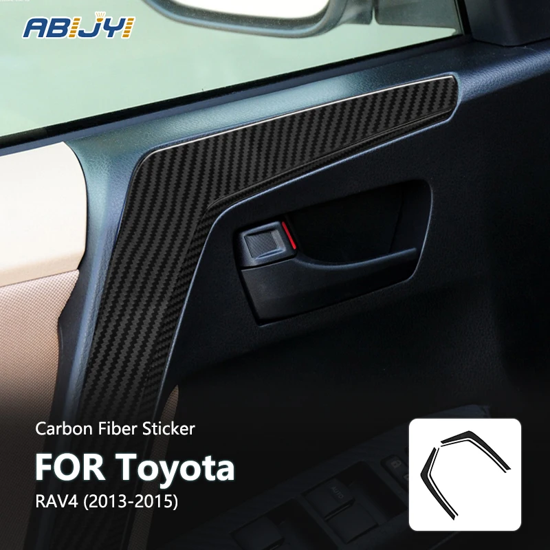 

For Toyota RAV4 2013 2014 2015 New Carbon Fiber Interior Front Door Frame Decoration Sticker Decal Car Accessories