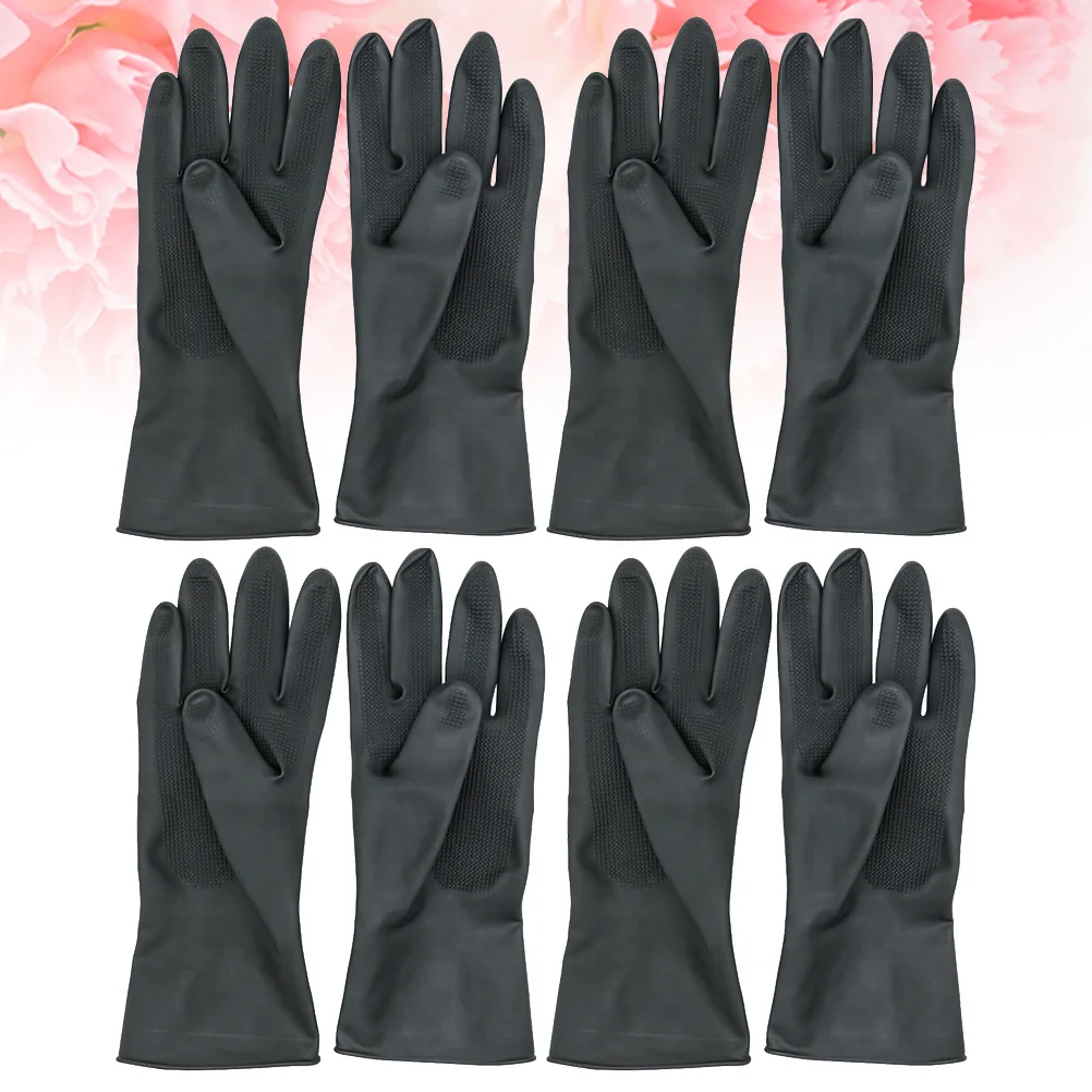 

4 Pair Comfortable Gloves Hairdressing Rubber Black Dyeing Protection Waterproof