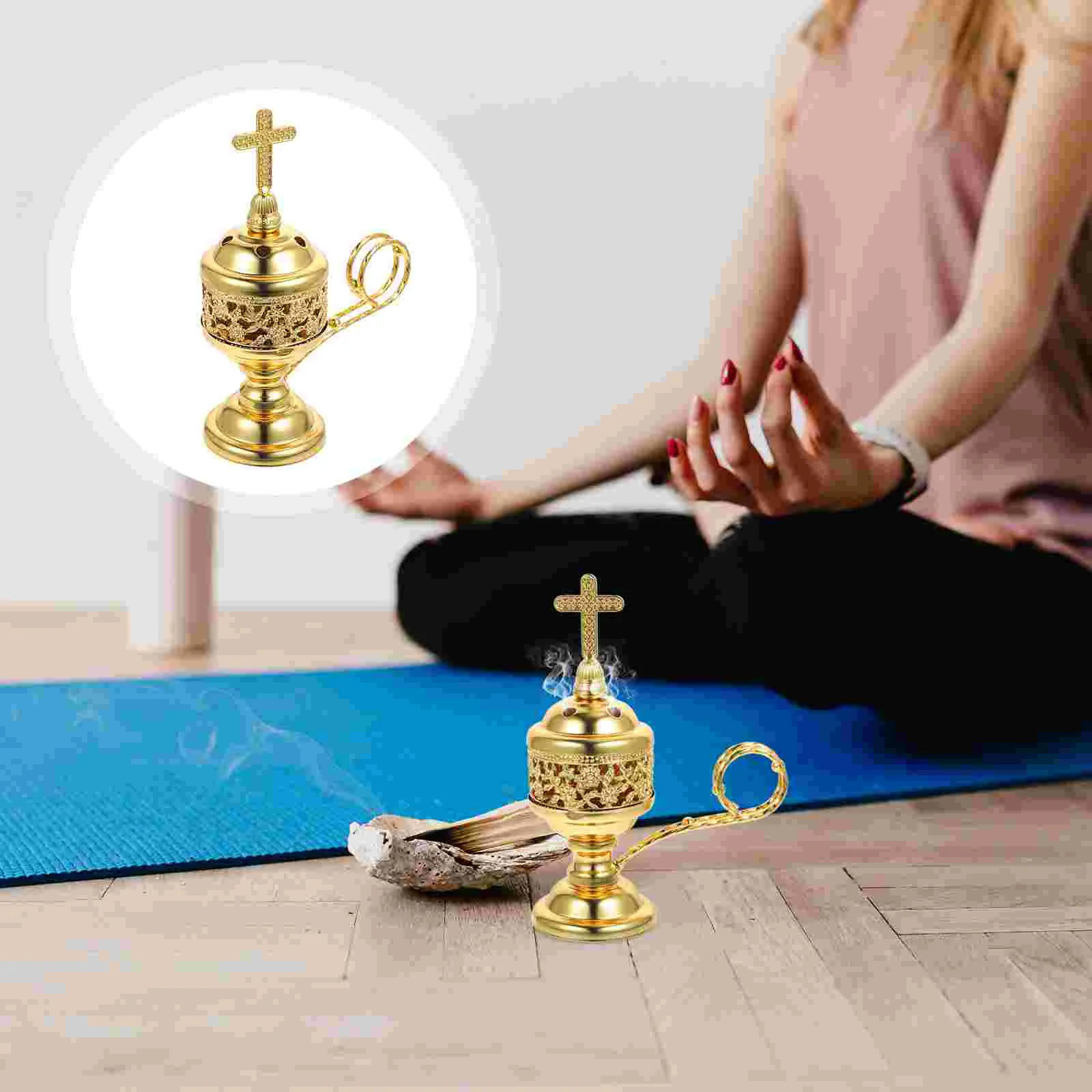 Middle Eastern Metal Small Incense Burner Indoor Sandalwood Household Silver Uncharged 1pc Decorative Exquisite Desk Cone