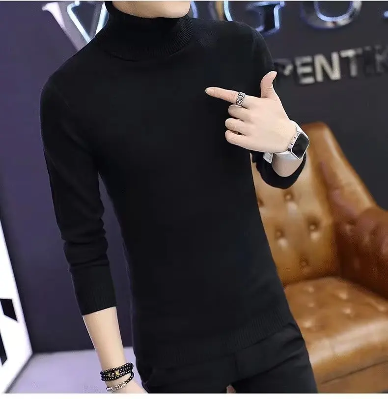 Men's Autumn and Winter New Style Men's Underwear Semi-knitted Bottom Sweater Thin Sweater Clothes Without Cashmere