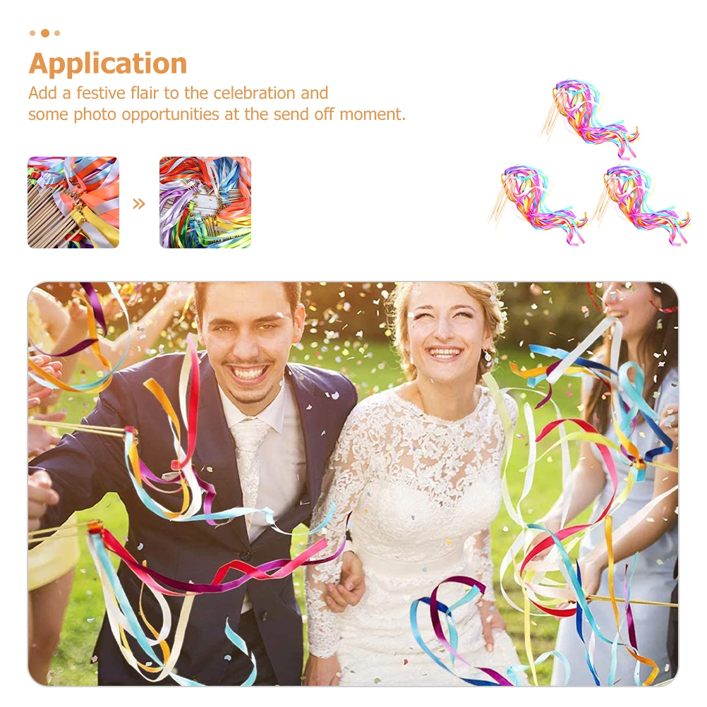

30 Pcs Ribbon Stick Wedding Wand Fairy Decorations Prom Party Streamers Sticks Exquisite Wands Child
