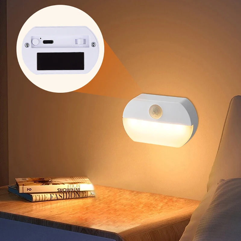 Motion Sensor LED Night Light USB Charging 400mAh Lamp For Bedroom Kitchen Stair Hallway Wardrobe Cupboard Lighting Night Light