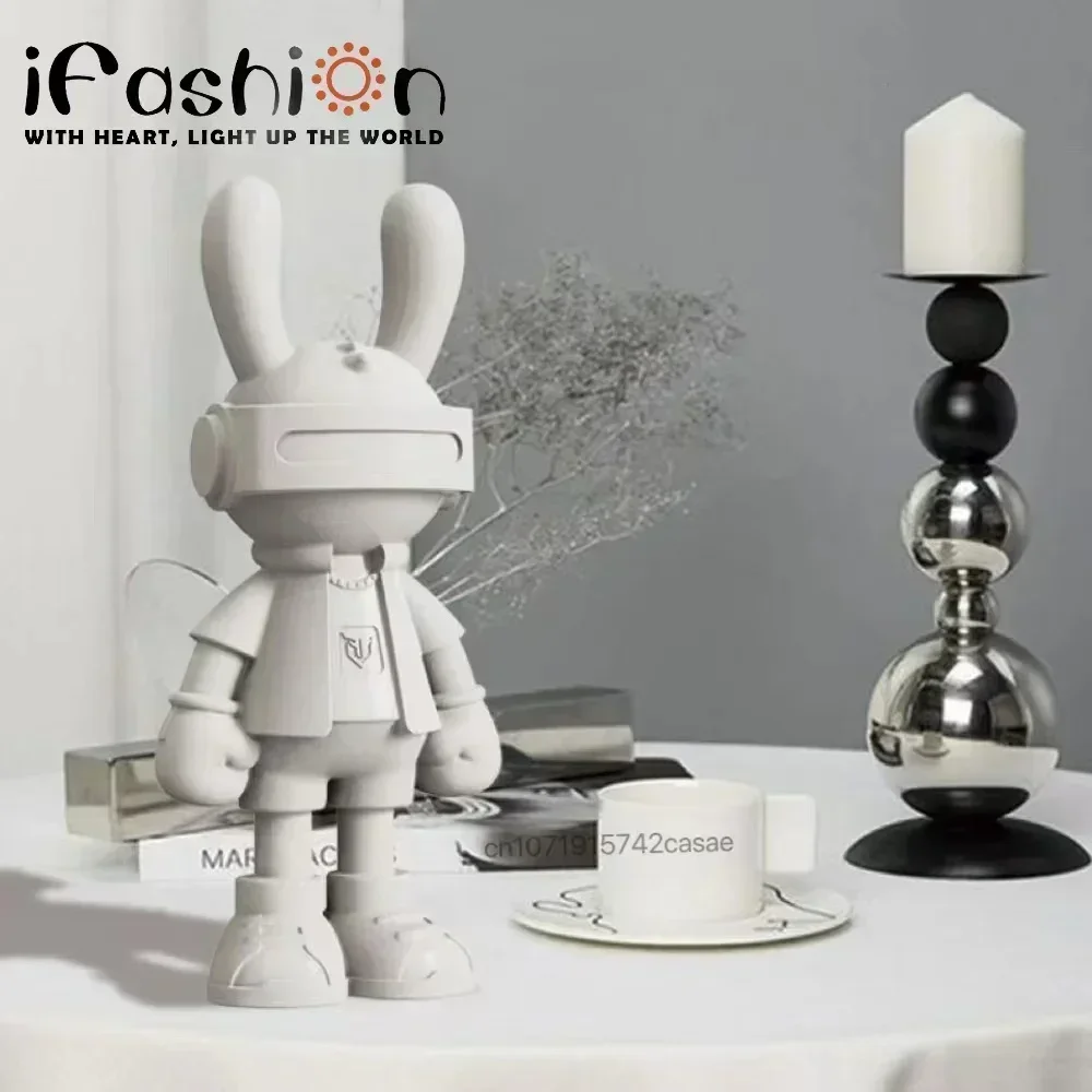 Trendy Decorations 35cm Rabbit Figurine Statue Cartoon Ornaments Sculpture  Desktop Cute Home Interior Decor Bedroom Gift Boy