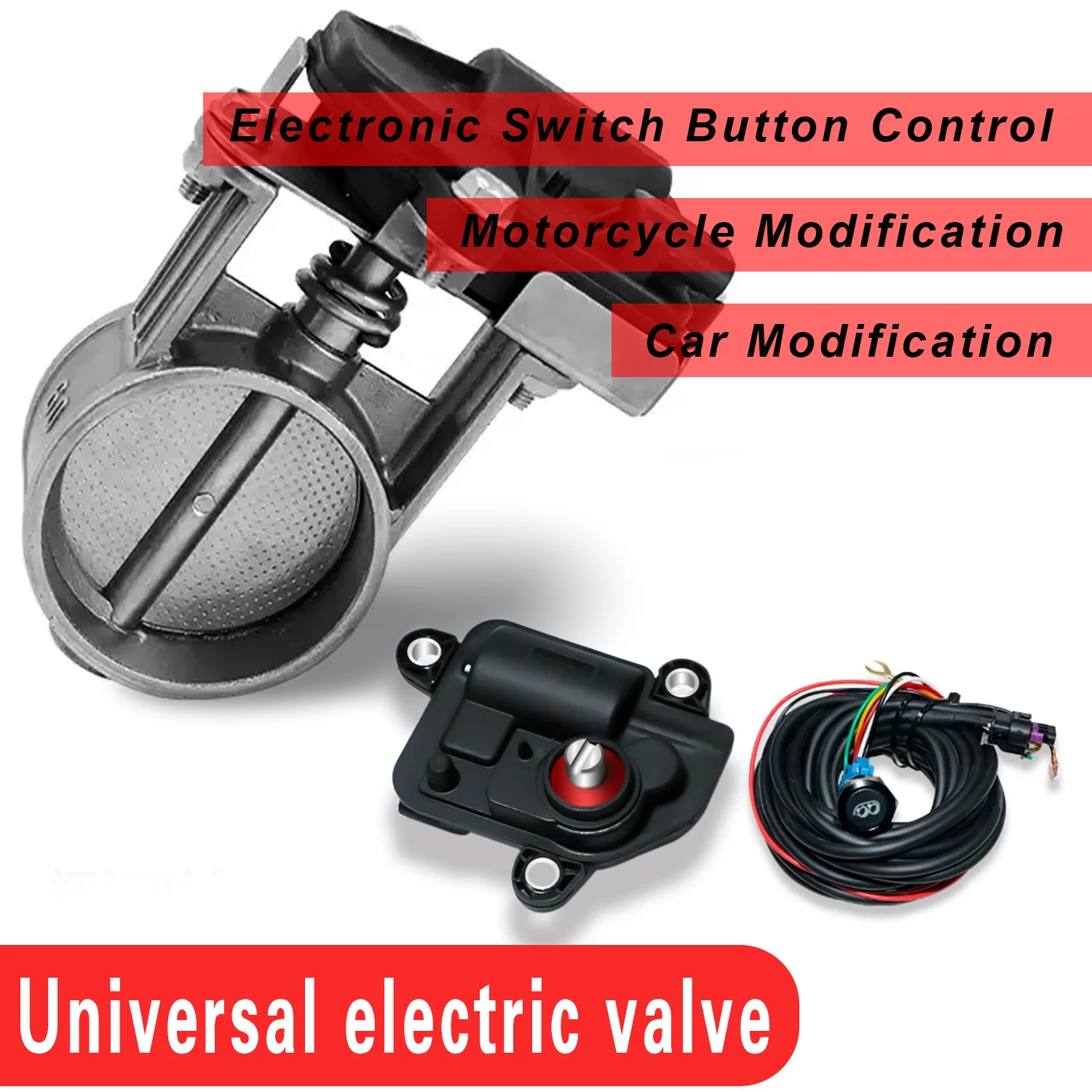 

Universal Exhaust Pipe System Locomotive Sound Modified Stainless Steel Valve Electronic Switch Button Control 2/2.36/2.5/3inch