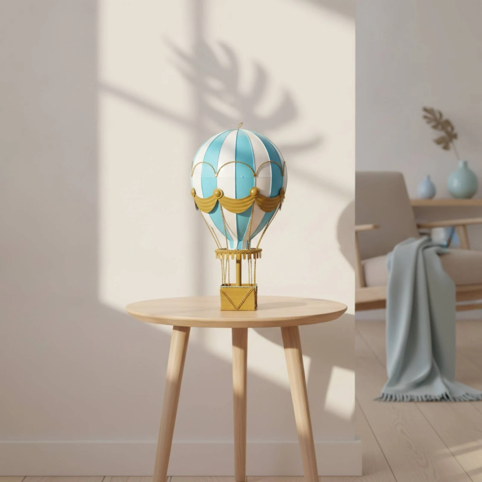 Ornamento de Balão de Ar Quente em Metal com Borda Ondulada, Escultura Leve com Aparência Artesanal para Pendurar na Janela