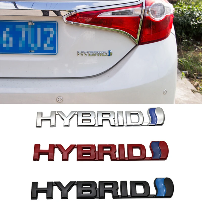 Autocollants de Logo de voiture hybride 3D, badges en métal pour Toyota Prius Camry Crown Auris Rav4 Corolla