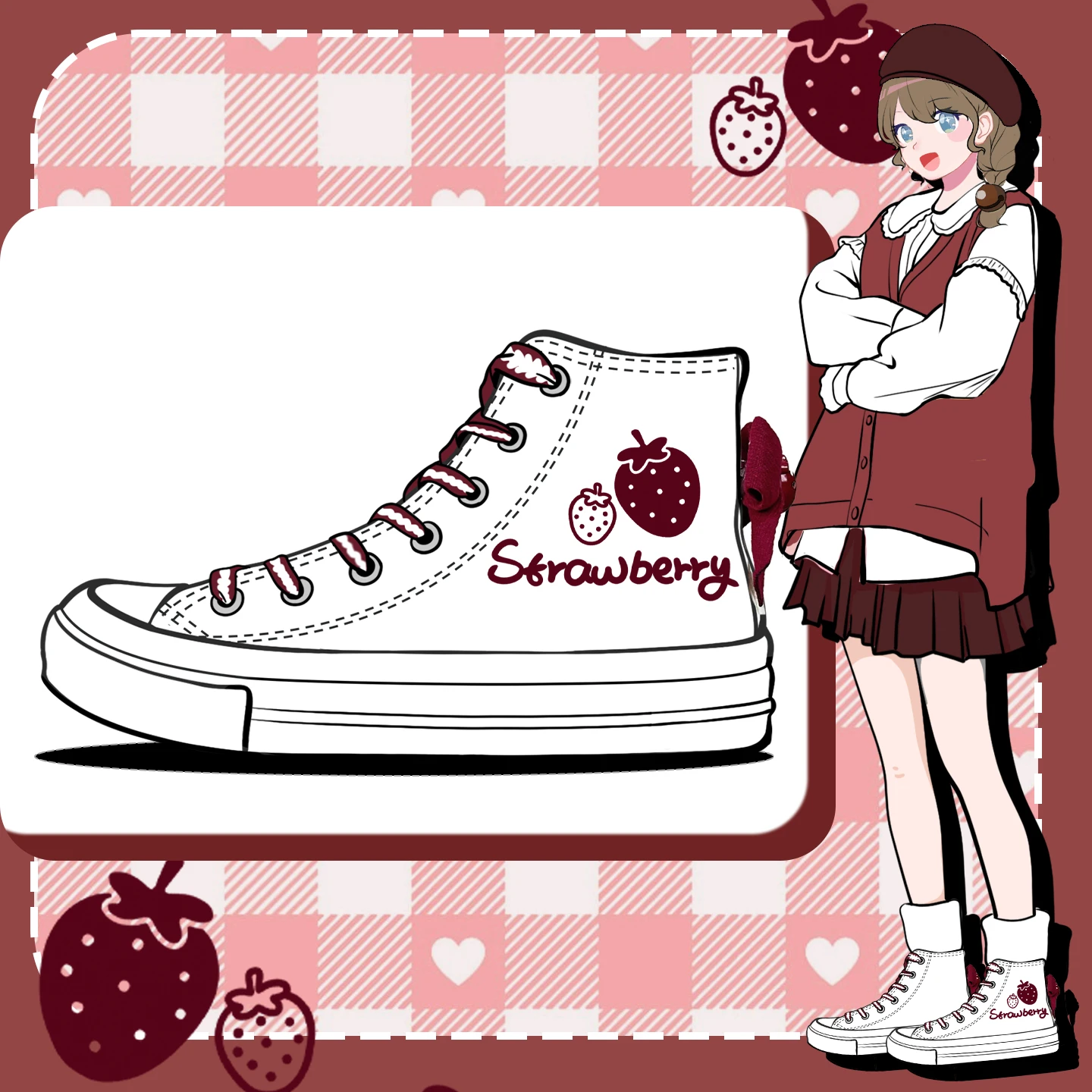 Amy and Michael Adorable Girls Students Casual Canvas Shoes Lovely Women Red Bowknot Shoes Fashion White High Top Flat Sneakers
