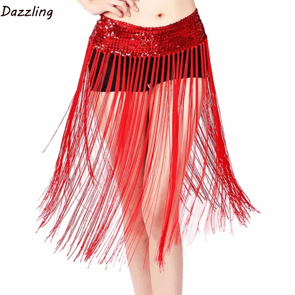 الإبداعية الرقص الشرقي حزام بريق الترتر طويل شرابة الرقص الشرقي وشاح الورك الكلاسيكية تنّورة ملفوفة وشاح الورك تنورة مرحلة الأداء #1