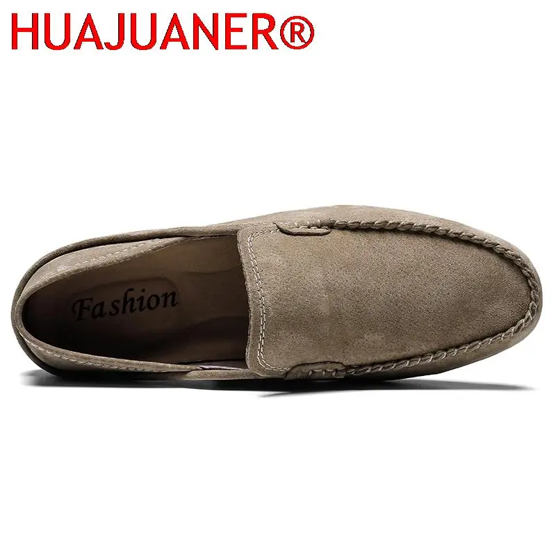 Loafers Men Casual Summer Shoes Male Comfortable Leather Shoes Suede Lightweight Driving Shoes Fashion Flat Walking Shoes Soft