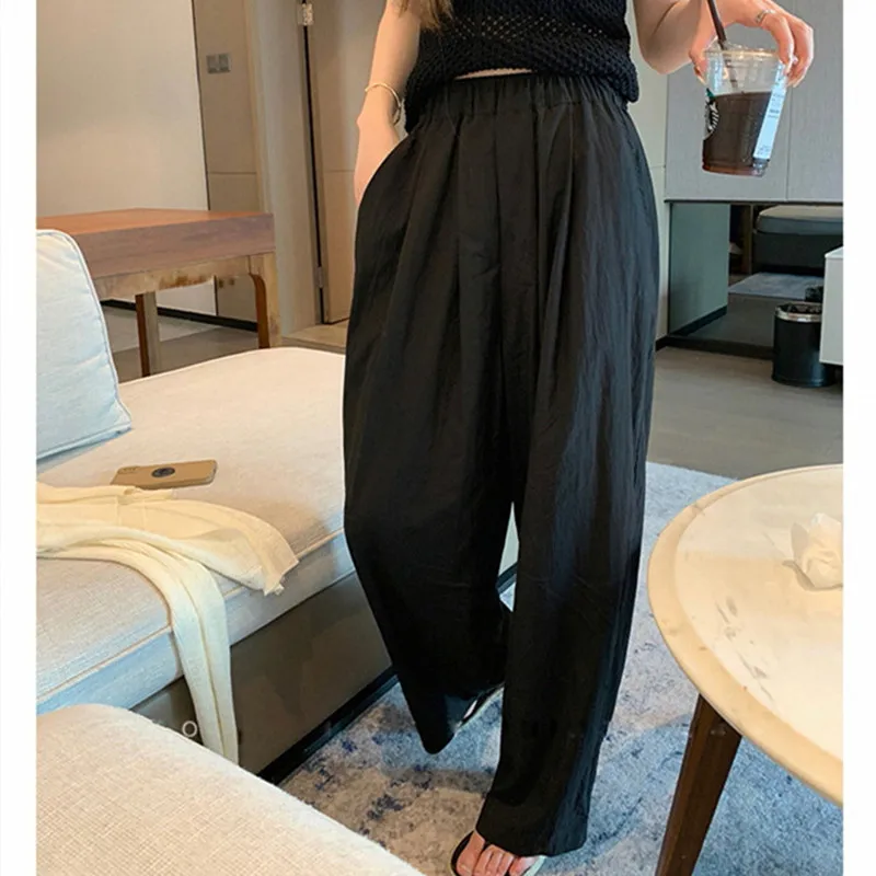 Yamamoto Lazy Wrinkled Texture Swing Pants Japanese Casual Loose Women's Wide Leg Pants Summer Holiday Pleated Cool Trousers