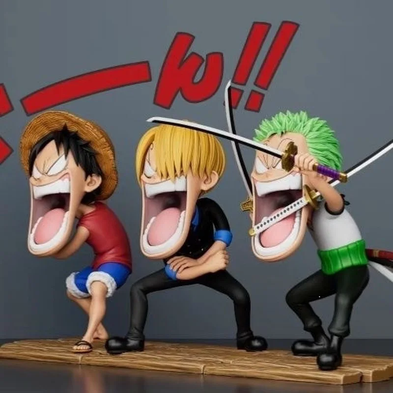 

Аниме-фигурка One Piece: Q-версия, стереоскопическая, Голодный Луффи, Зоро, Санджи, настольное украшение, декор Grand Line для взрослых фанатов аниме