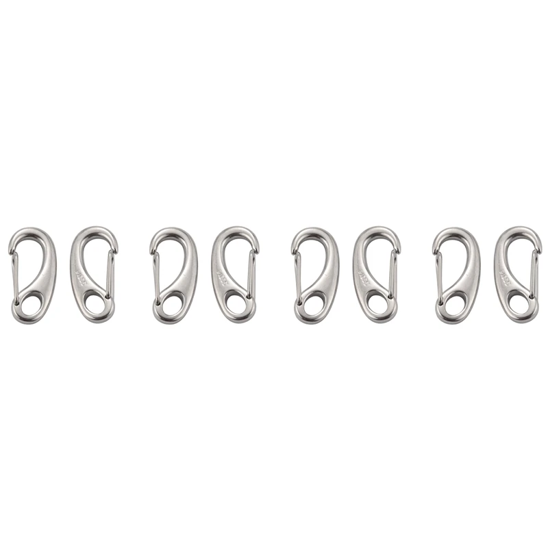 8PCS Boat Marine Stainless Steel Egg Shape Spring Snap Hook Clips Quick Carabiner Outdoor Buckle