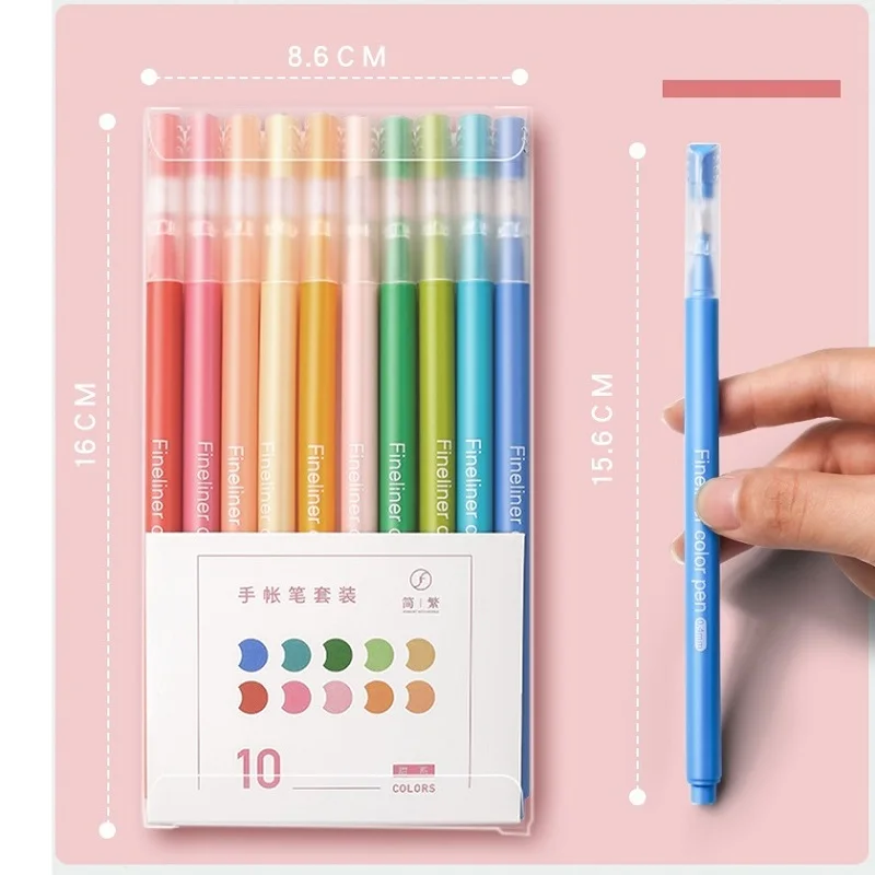 Kawaii 10pc/Set Multi Color Gel Pen Stationery caneta ручки Micron Tip Colors Quick Dry Ink Marker Liner Highlighter Drawing