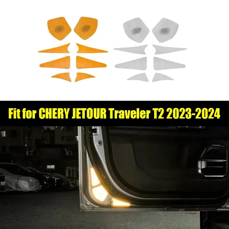 New! Car Door Reflective Warning Stickers Suitable for CHERY Jetour Traveller T2 2023 2024 Car Body Stickers Lighting Interior P