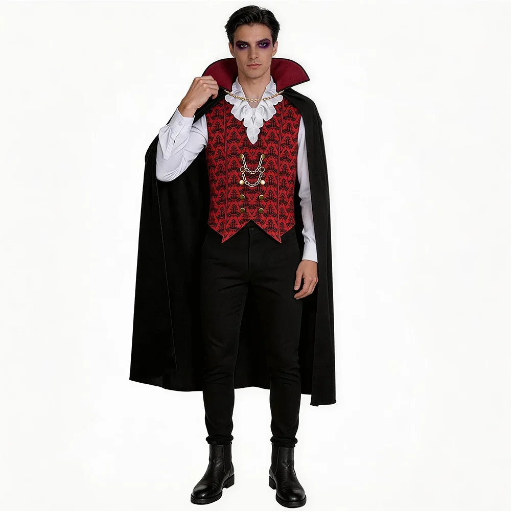 Costume Vampire Démoniaque Adulte – Chemise et Longue Cape – photo 4