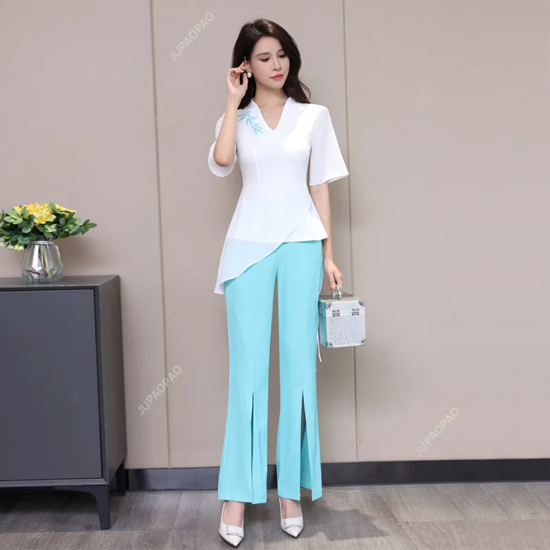 Esthetic Uniform Summer Short Sleeve Beauty Salon Suit Women's Spa Beautician Clothing Hotel Massage Workwear Korean Overalls-B