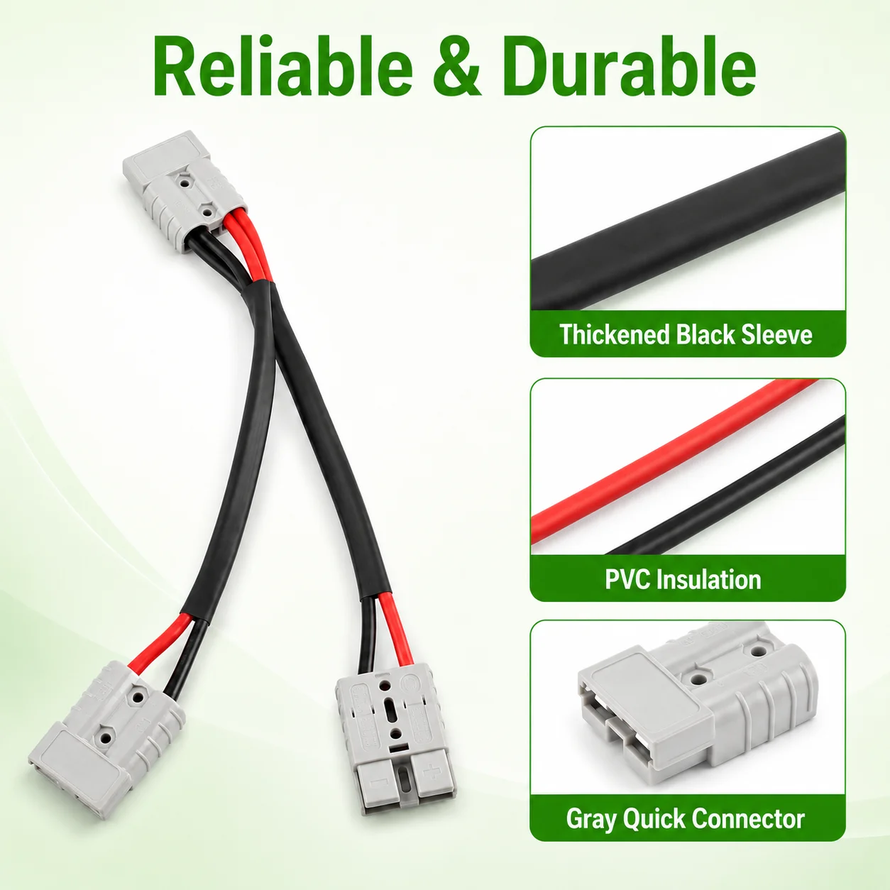50A 10AWG 1to2 Y Splitter Cable 30cm High Current Double Pole Power Wire Connector Solar Battery Extension Charging Cable image 3