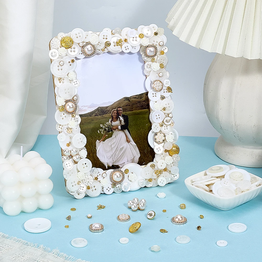 DIY Wooden Photo Frame Kit 2 pcs Unfinished Wooden Picture Frames Colorful Mosaic Photo Frame Craft Art Frames for Art Projects