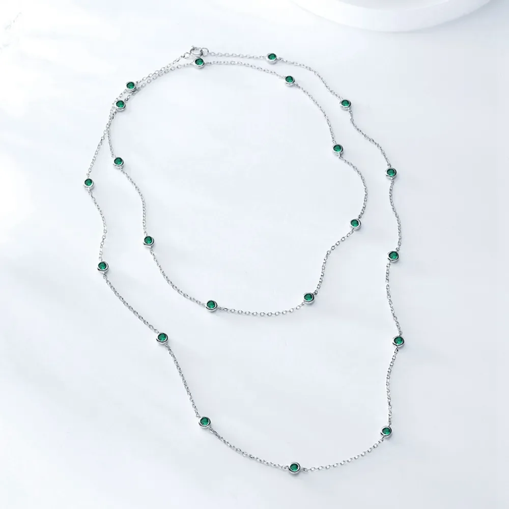 Vintage 100% 925 Sterling Silver Round Cut Lab Sapphire Gemstone Women Necklace Fine Jewelry Anniversary Gift