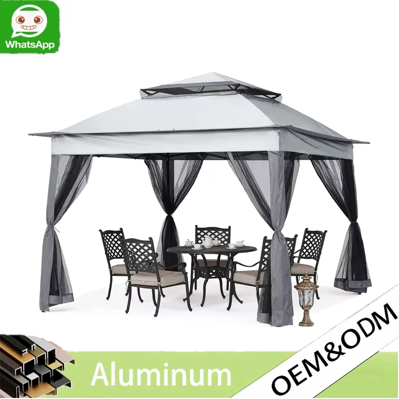 Any Size Custom Steel Outdoor Garden Gazebo Netting Walls Waterproof Wind UV Resistant Easy Install For Patio Garden Events