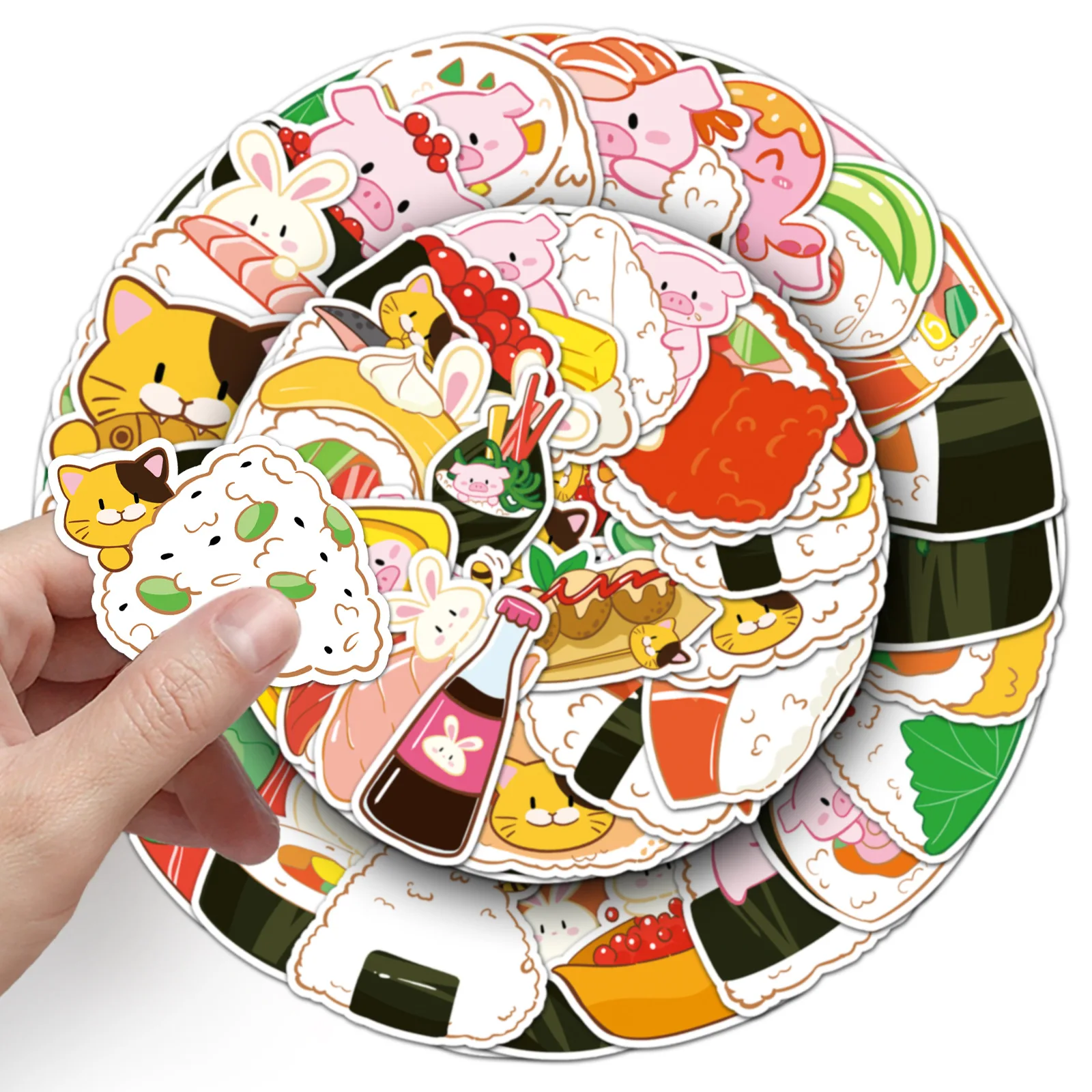 10/30/50Pcs Tier Sushi Graffiti Aufkleber Cartoon Nette Lebensmittel Hand Gezeichnet Dekorative Aufkleber DIY Gitarre Wasser Tasse Skateboard