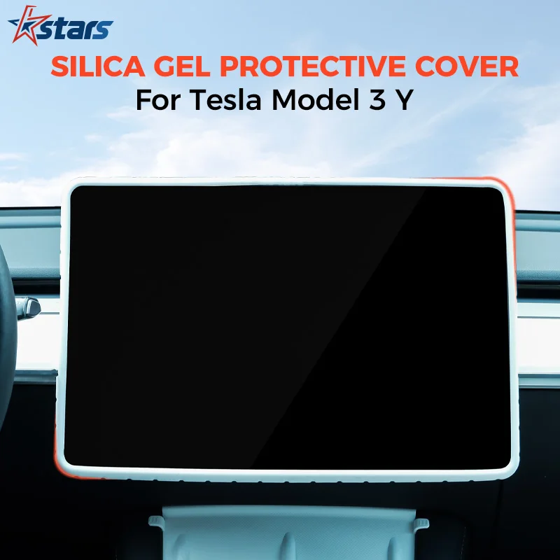 Screen Protector Frame For Tesla Model 3 Model Y Wireless Silicone Pad Anti Slip Waterproof Car Decoration Accessories 3 Colors