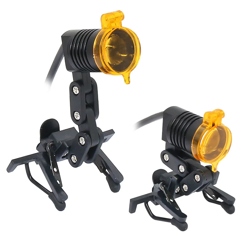 3W LED Dental Headlight Oral ENT Dentist Head Lamp Adjustable Brightness with Black Clip Yellow Filter   Rechargeable Battery