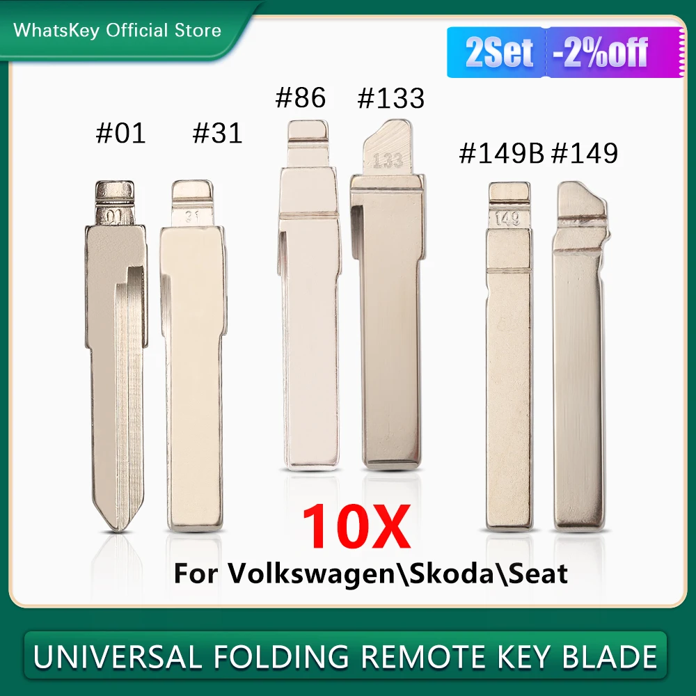 10Pcs HU49 HU66 HU162T KD900 Flip Key Blade #01 31 86 133 149 For Volkswagen VW Golf Passat B5 Beetle Polo Bora Seat Skoda Audi