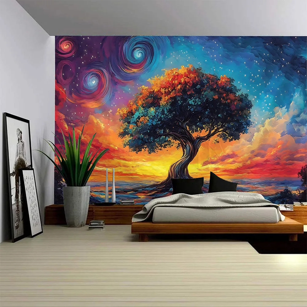 

Colorful Life Tree tapestry wall hanging abstract art mysterious witchcraft hippie dormitory living room home decoration