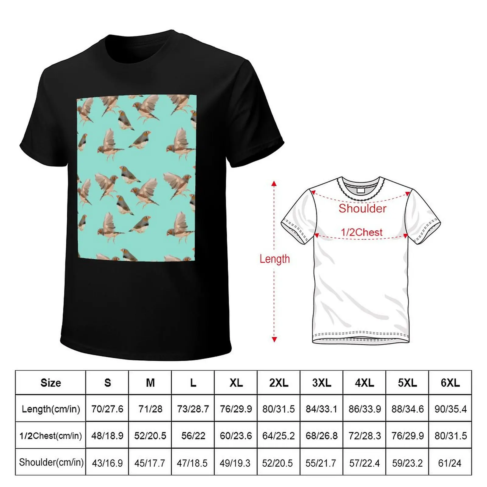 Zebra Finch on Teal T-Shirt vintage anime shirt plus sizes t shirts men image 6