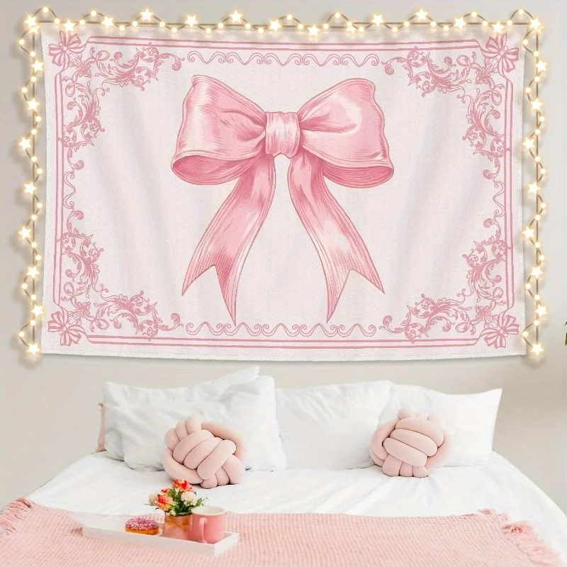 VIKAMA 3D-Schleifen-Wandbehang in rosa Ton mit geprägter Textur, Schlafzimmer-Kopfteil oder Bestie-Raum-Akzent-Wanddekoration, maschinenwaschbar