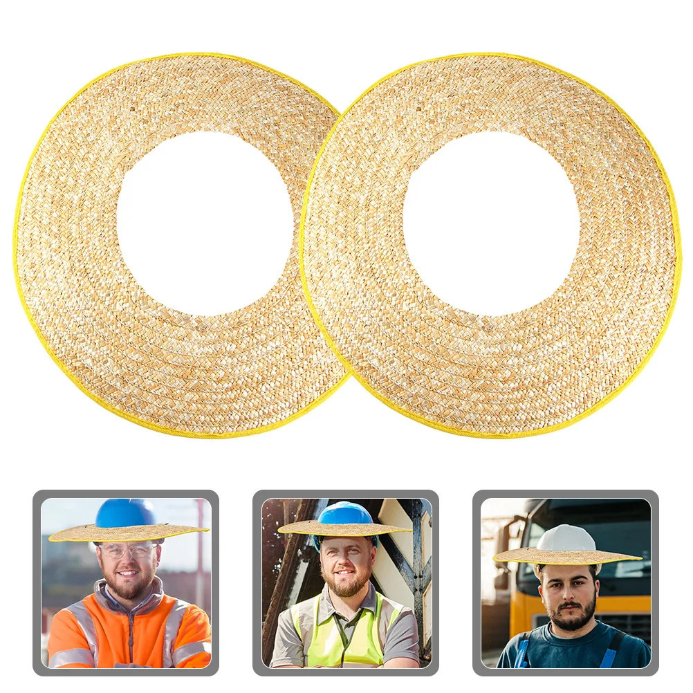

2pcs Sun Shade For Hard Wheat Straw Brim Construction Worker Visor Outdoor Safety Accessory Hard Hat Sun Visor