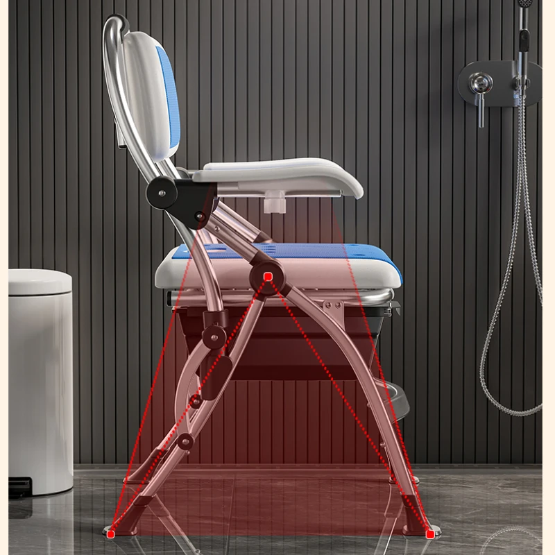 Bathroom Chair for Elderly with Backres Folding Shower Seat for Safety Non-Slip Locking Ideal for Senior Citizen Pregnant Women