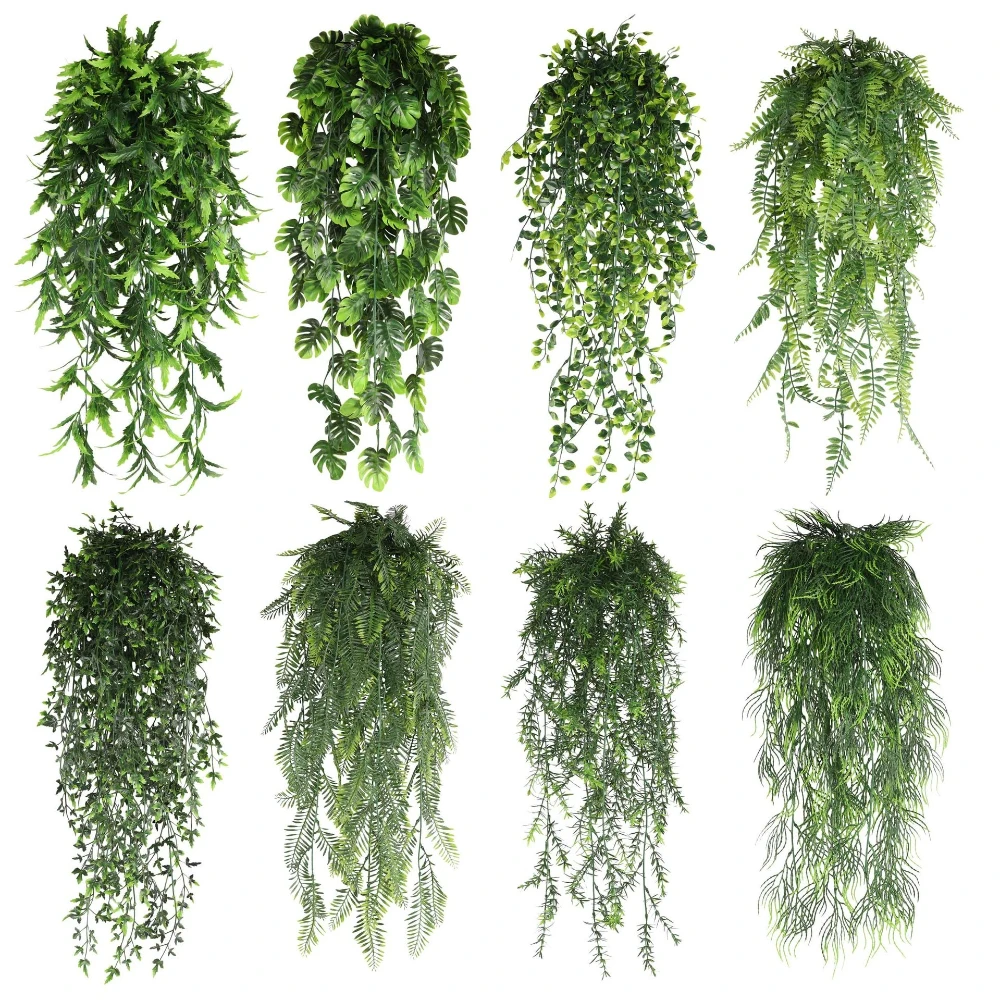 Artificial Plant Vine Hanging Fake Green Leaf Vines UV-resistant for Porch Wedding Party Wall Hanging Courtyards Home Decoration