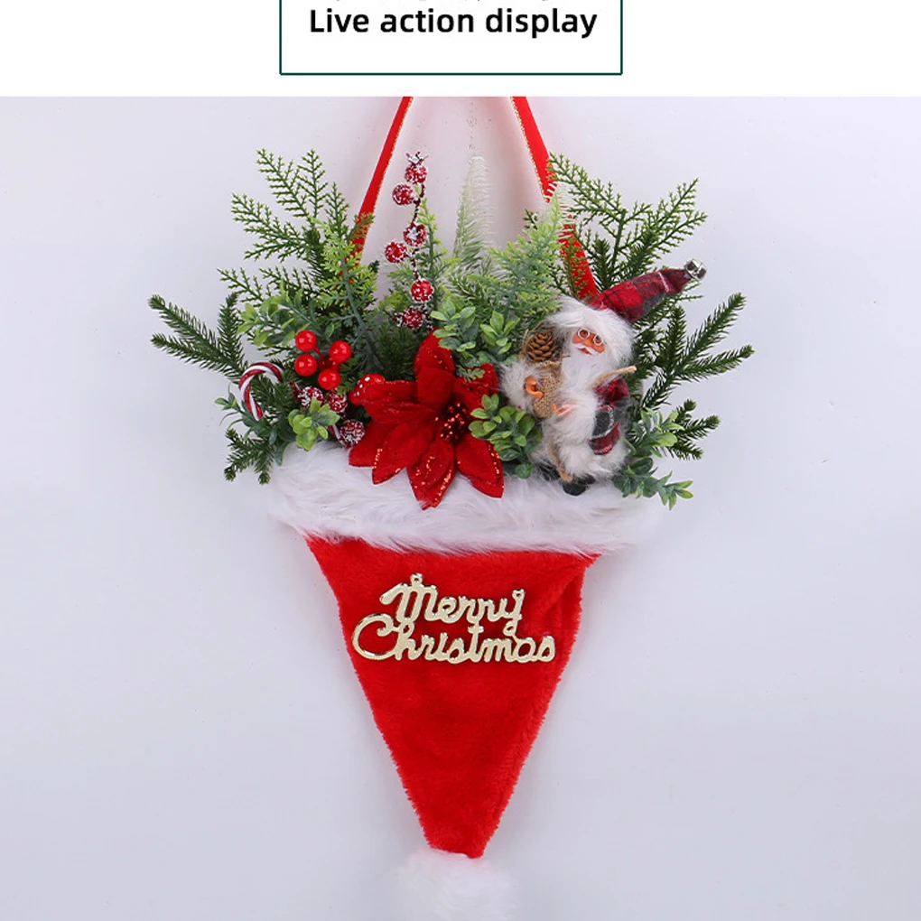 

Праздничная страна чудес, рождественская шляпа, украшение, подвеска с ягодами Санта-Клауса, мини-бантик, отлично повышающий праздник, как показано на рисунке