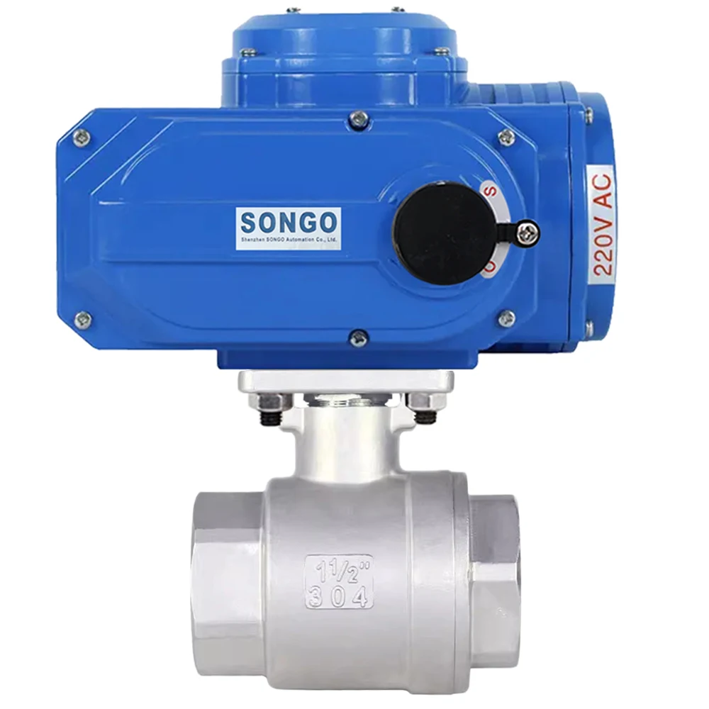 

【2026】Electric Actuated AC220V Motorized On-off Type 2inch DN50 2 Piece Type Stainless Steel 304 Female Thread Ball Valve