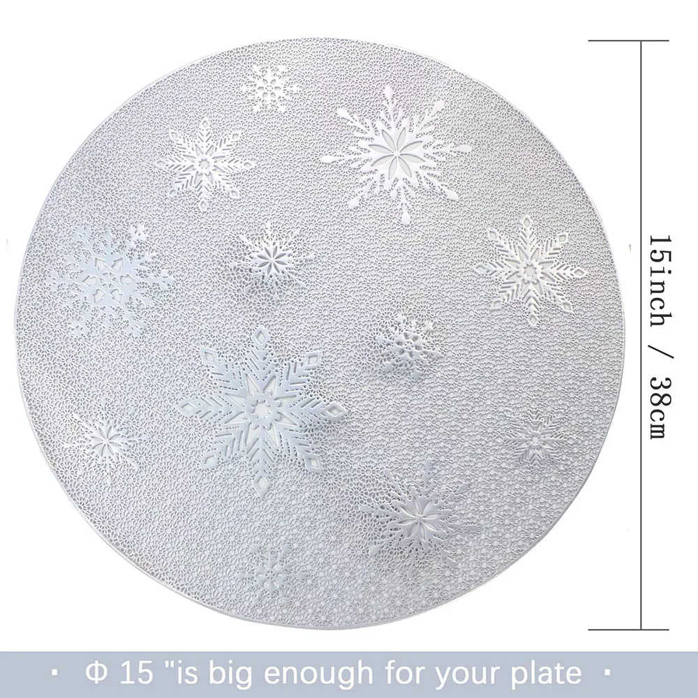 Gold Hollow Dining Pad Heat Insulation PVC Round FlowerTable Mat for Home Tea Coffee Dish Coaster Placemat Desktop Decoration