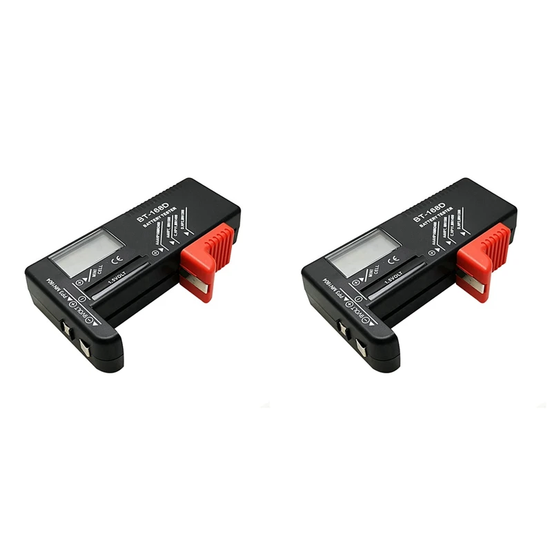 2X BT-168D Battery Tester Digital Battery Tester Battery Capacity Tester BT168D Tester For AA/AAA/C/D/9V/1.5V Battery