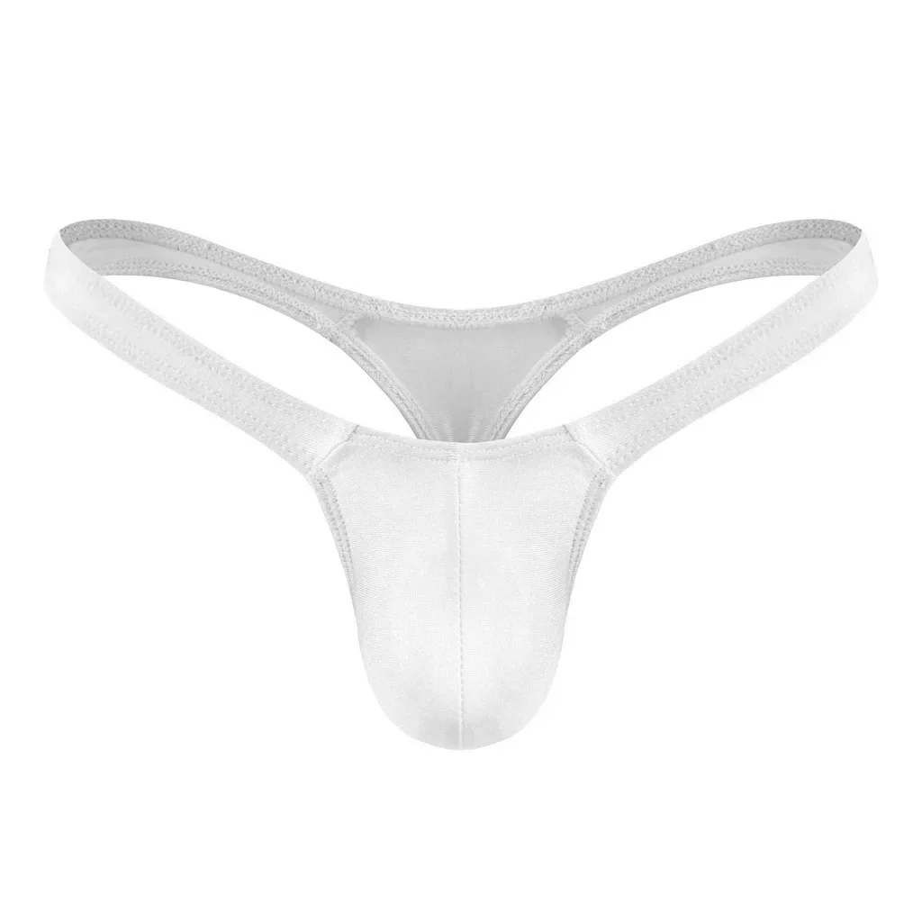 Men's Sexy T-back Thong Gays Low Rise U Convex Pouch G-string Homme Erotic Open Buttocks Underwear Elastic Solid Color Underpant