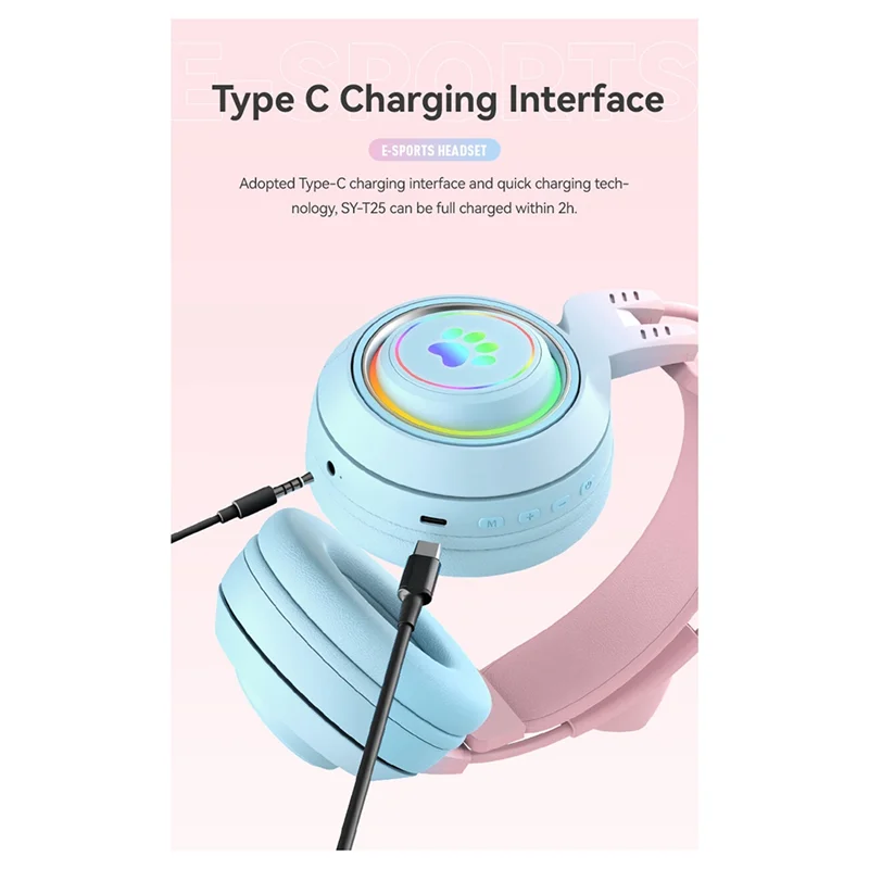 Cute Antlers Cat Ear Wireless Bluetooth Headphone Gamer Earphone Gaming Headset With RGB Light For Kid