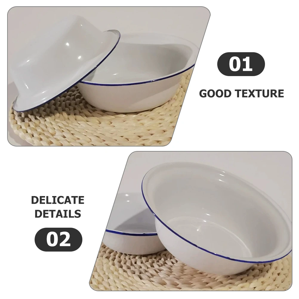 

Retro Enamel Household Kitchenware Soup Vintage Enamelware Mixing Lard Basin Salad Bowl Dough Mixing Basin Enameled Soup