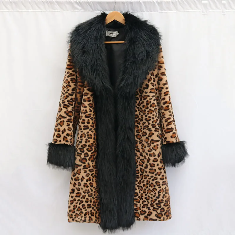 

Women's Leopard Print fur Coat Imitation Mink Coat Large Fur Collar Women's Fur Coat 2025 New Winter Warm Women's Fur Coat H605
