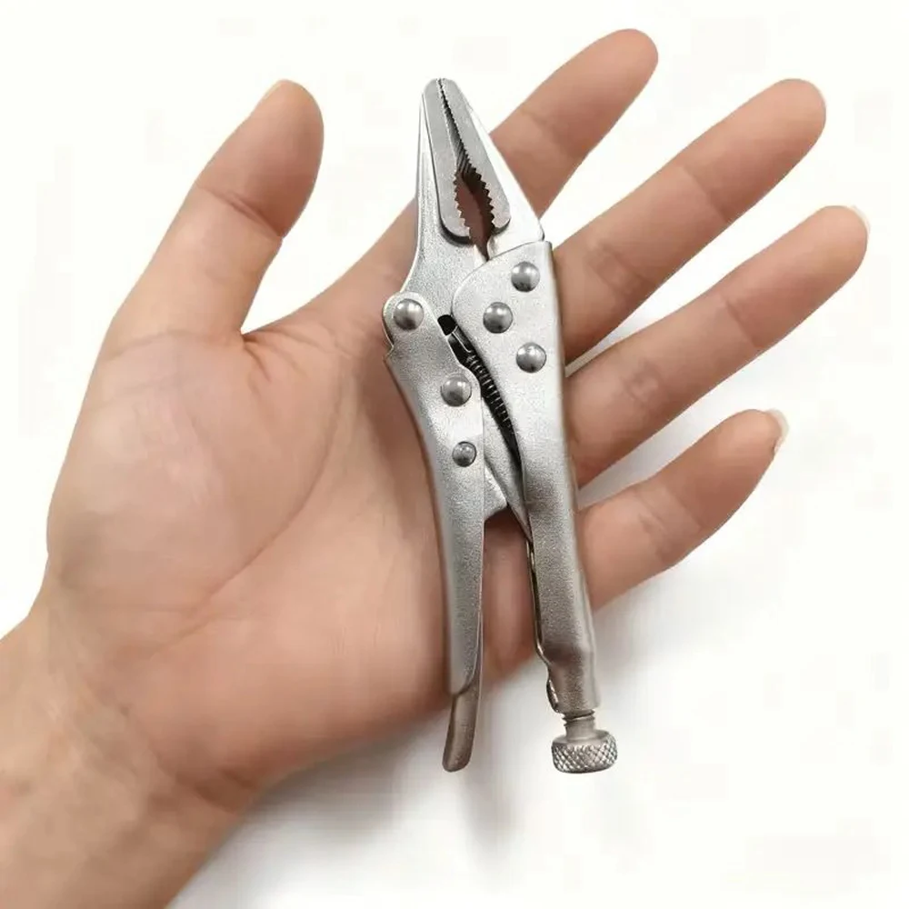 5-Inch Long Nose Locking Pliers Premium Cr-V Construction Long Nose Pliers with Wire Cutter for Easy Access to Hard Reach Areas