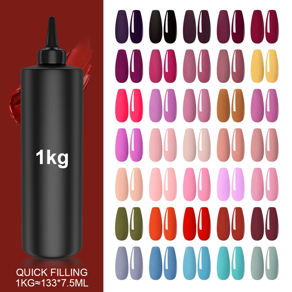 MISSGUOGUO 1KG Nail Gel Polish Nail Supplies Vernis Semi Permanent Nail Art Manicure Soak Off Gel Nail Varnish DIY Nail Salon