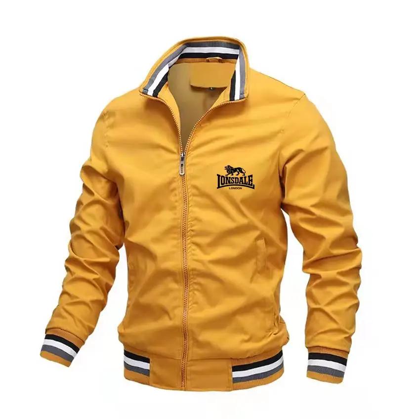 Chaqueta de aviador con cuello de apoyo para hombre, chaqueta de béisbol informal fina, última moda de primavera, alta calidad, 2024