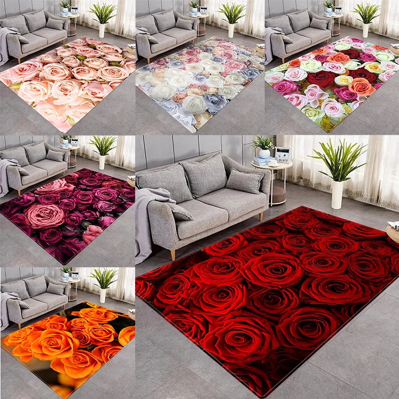 

Rose Carpet with Printed Patterns Covering The Living Room Large Area Rug Bedroom Decoration Beautiful and Fashionable Doormat