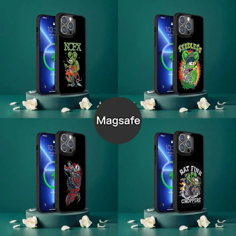 

Cartoon Rat Fink RF Phone Case For iPhone 17,16,15,14,13,12,11,Pro,Max,Plus,Mini,SE4,E Magnetic Magsafe Wireless Charging