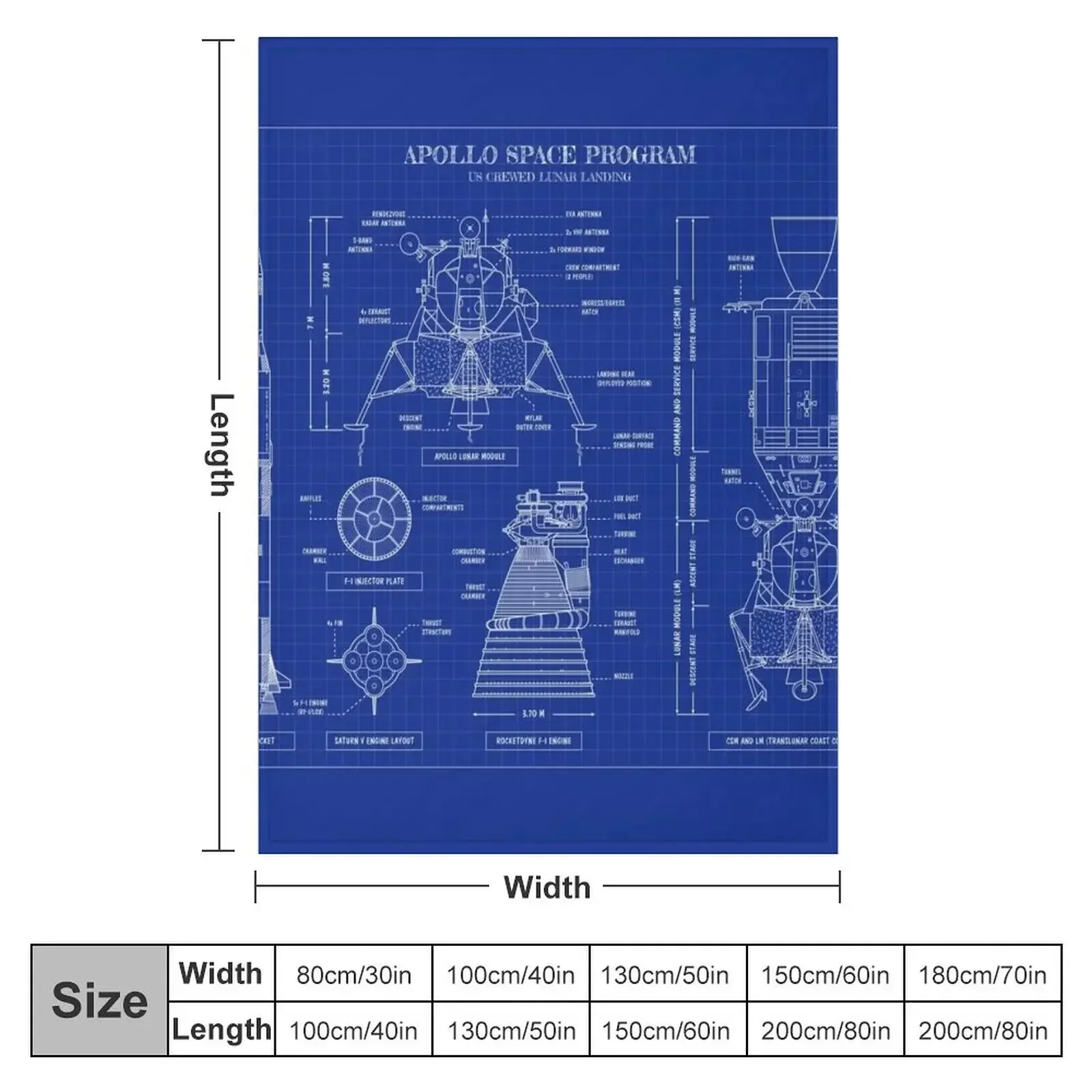 Apollo Program (Blueprint) Throw Blanket Flannels Bed covers for winter Blankets